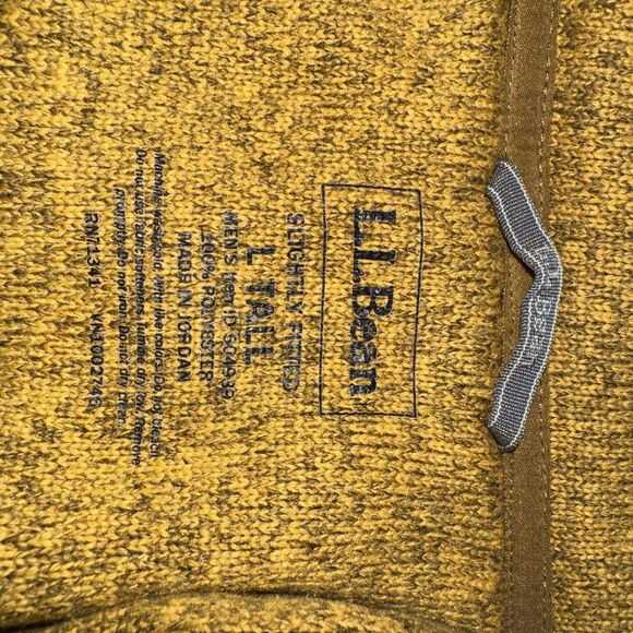 L.L. Bean Sweater Fleece Full Zip Jacket Coat Outdoor Hiking Mustard Men Large - Picture 4 of 10